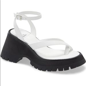 Jeffrey Campbell Argent Ankle Strap White Platform Sandal